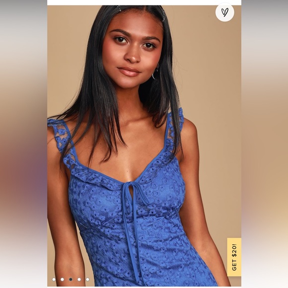 NWT Lulu’s Charmaine Royal Blue Embroidered Mini Dress Size M - Picture 3 of 15